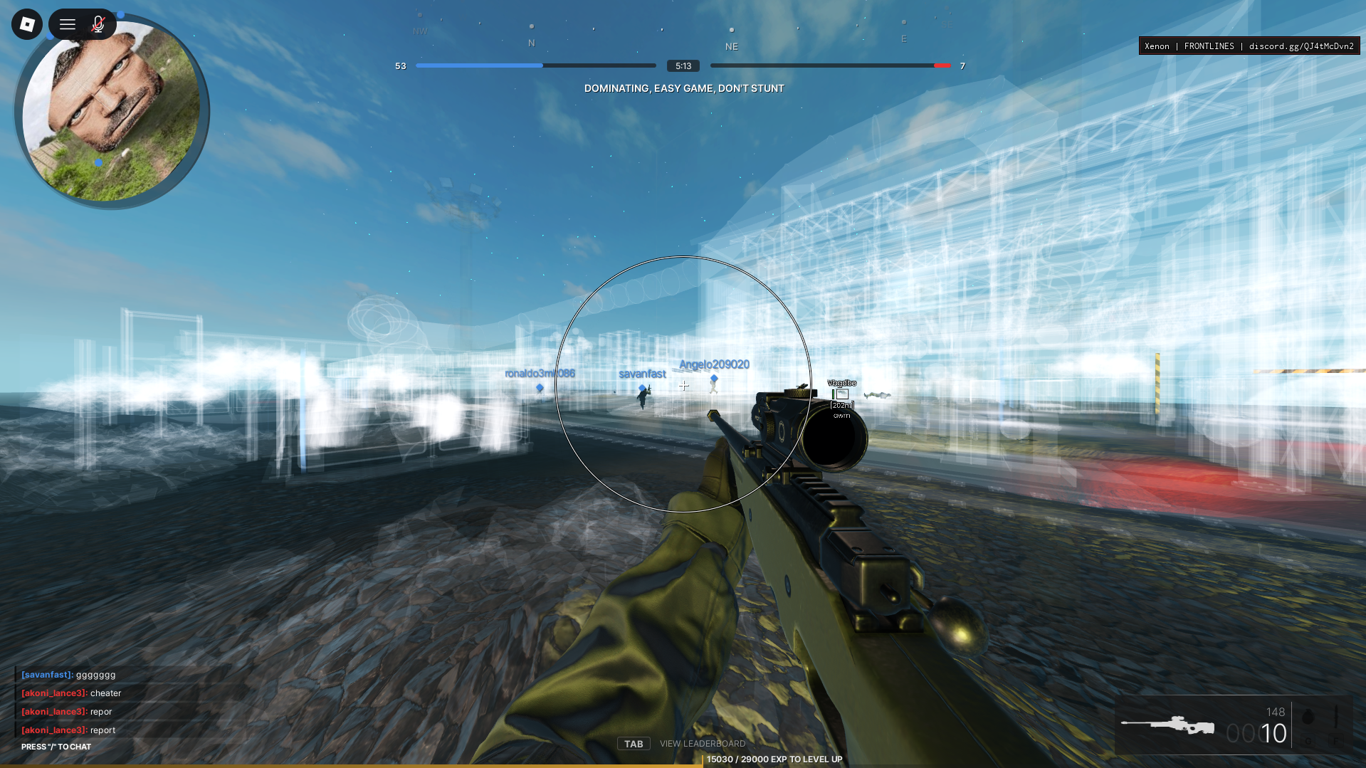 Xenon Hub running in Frontlines with ESP overlay
